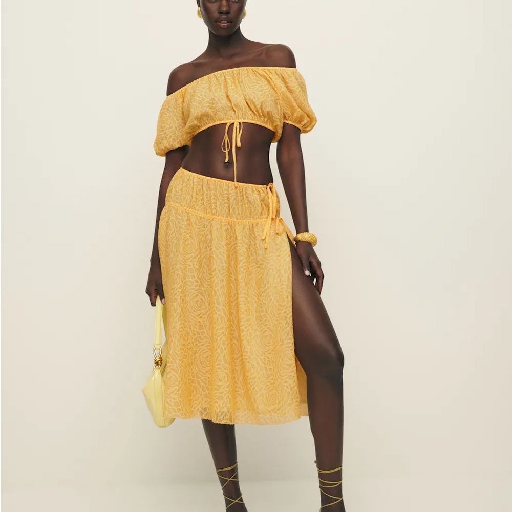 Reformation Valeria Puff Sleeve Crop Top & Skirt Set
